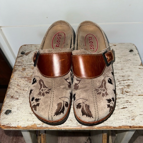 Klogs Austin Taupe Suede Tapestry Clogs Size 7 - Picture 4 of 8